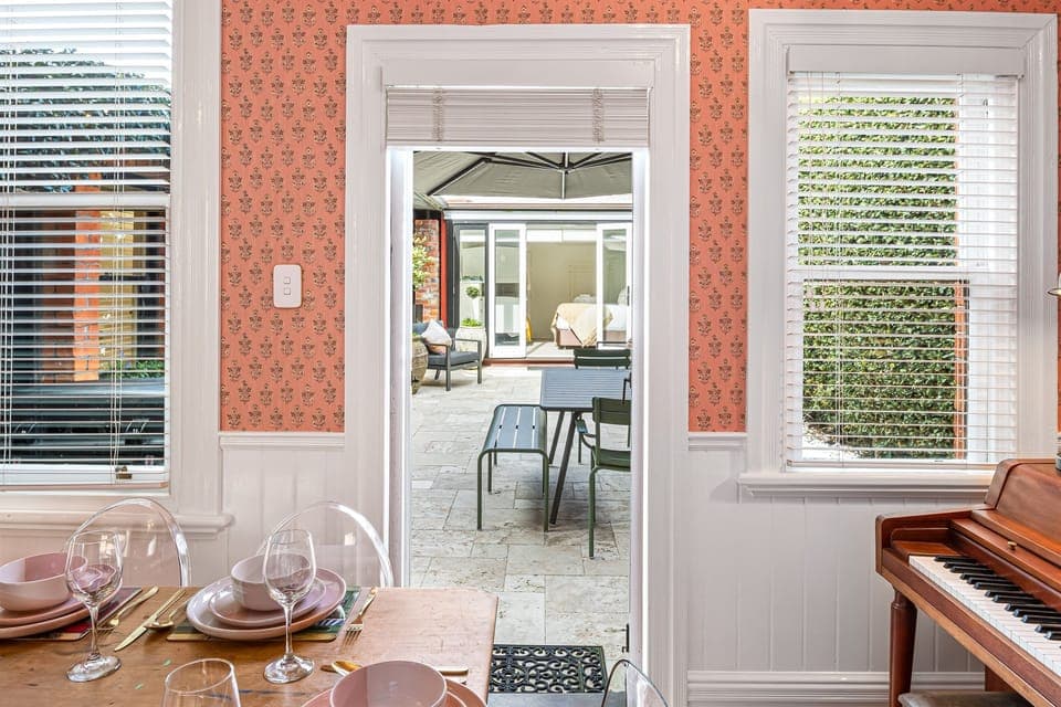 Dining with courtyard adjacent