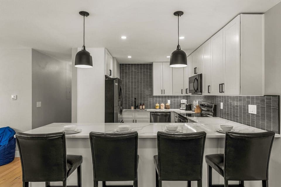 Beautifully updated kitchen with bar seating