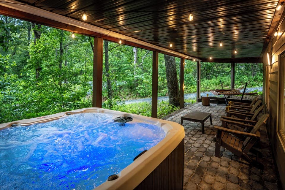 Wind down on our garden patio outfitted with a brand new 7 person hot tub. 