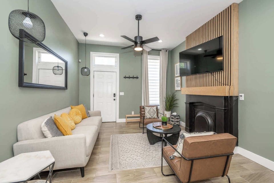 Curl up in the chic living room & stream your favorites on the smart TV​