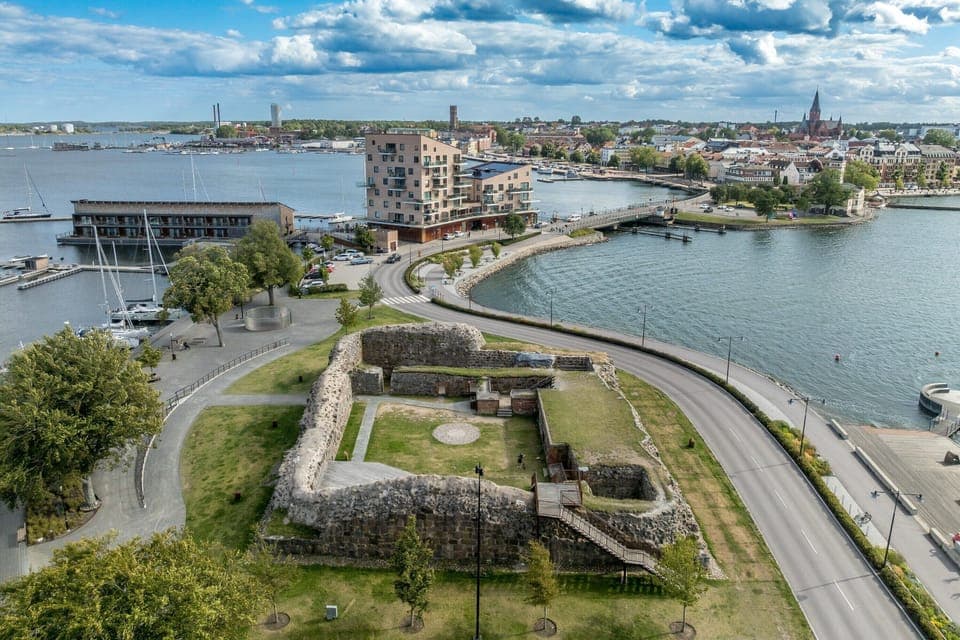 Aerial view of Stegeholm Castle in Vastervik