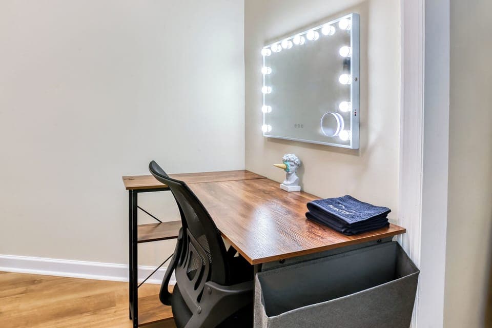 Stay productive on vacation with a workspace, and reliable Wi-Fi. 