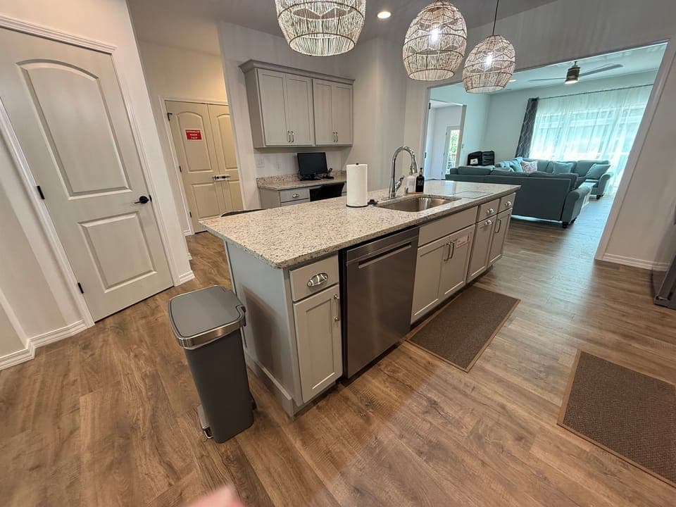 Sink and dishwasher in island make clean up easier 