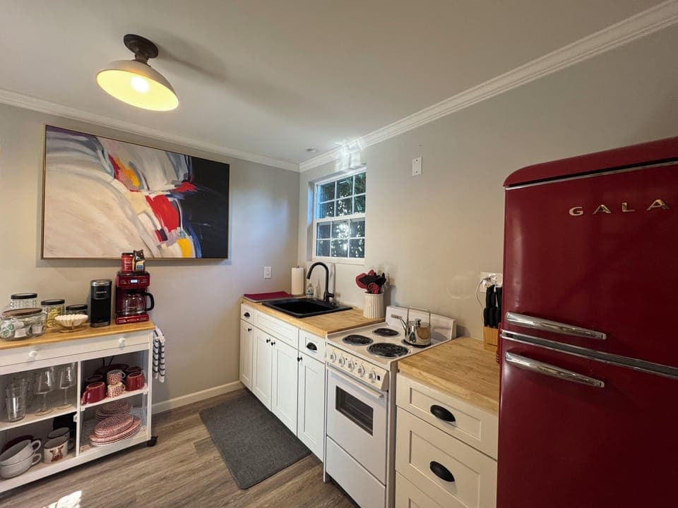 Brew coffee, cook meals & chill wine in our stylish, equipped kitchen.