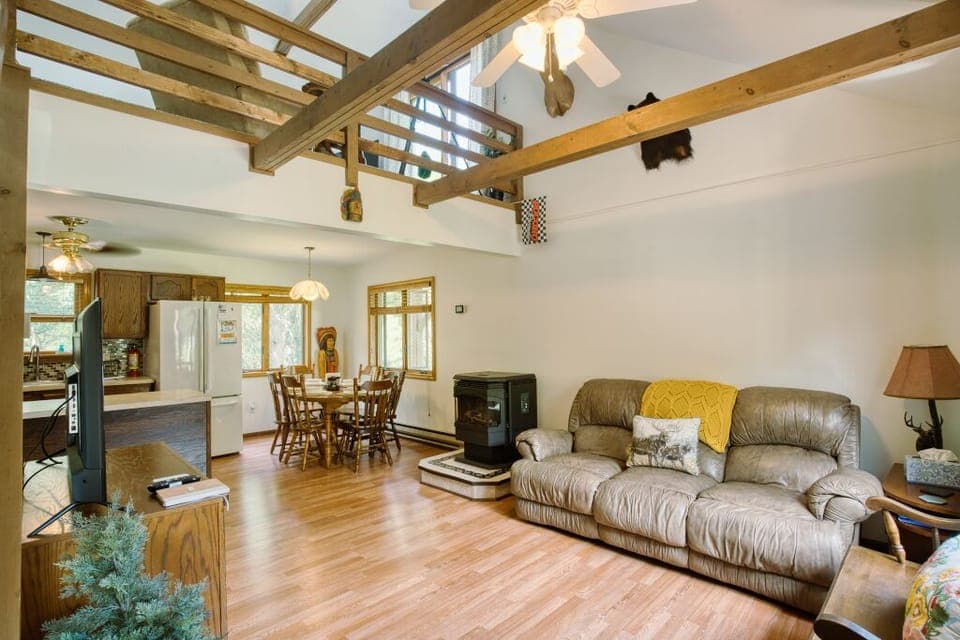 Living room with tv and fire stick.