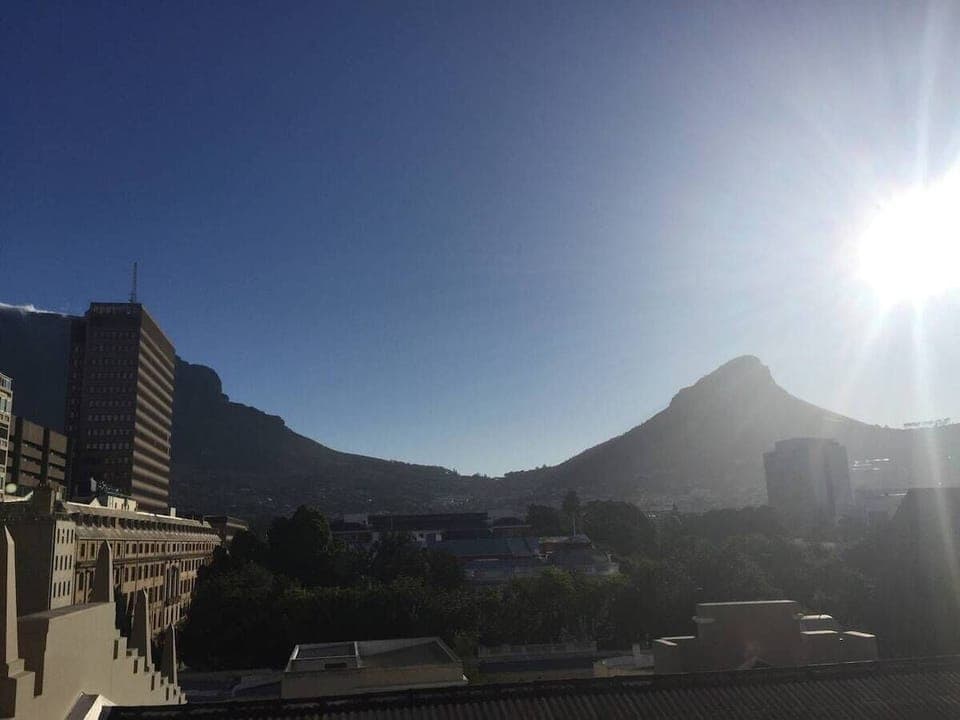 view of table mountain and lions head from the apartment.