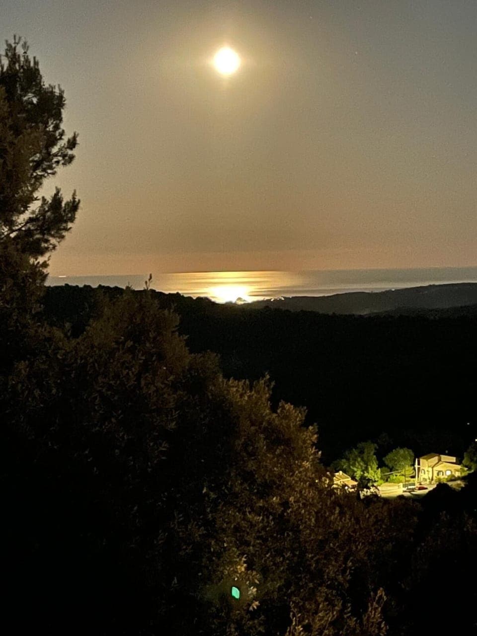 Full moon over Mediterranean sea @Antibes. Shot taken from master bedrm terrace.