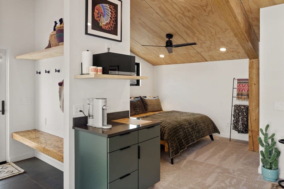King bedroom with a coffee maker - start your mornings right!