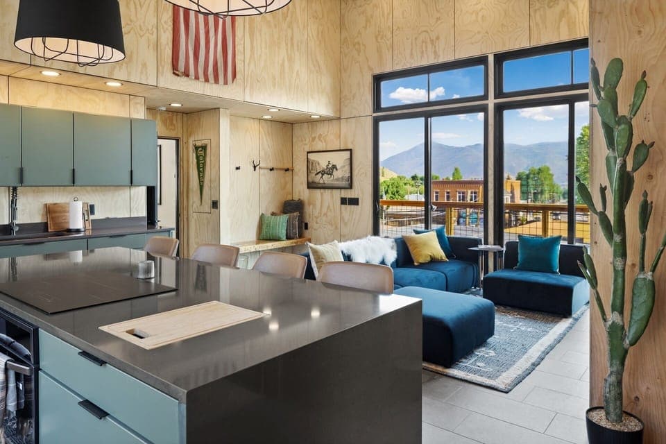 Kitchen overlooking the living room