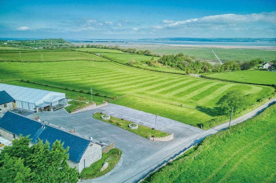 Birdseye View of the cottages with the surrounding farm land