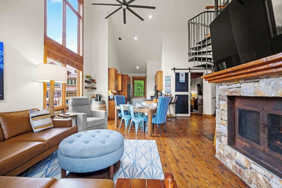Living Room 1: 86” Smart TV with cable, gas fireplace, radiant heat