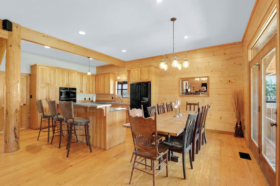 Formal dining area with seating for ten