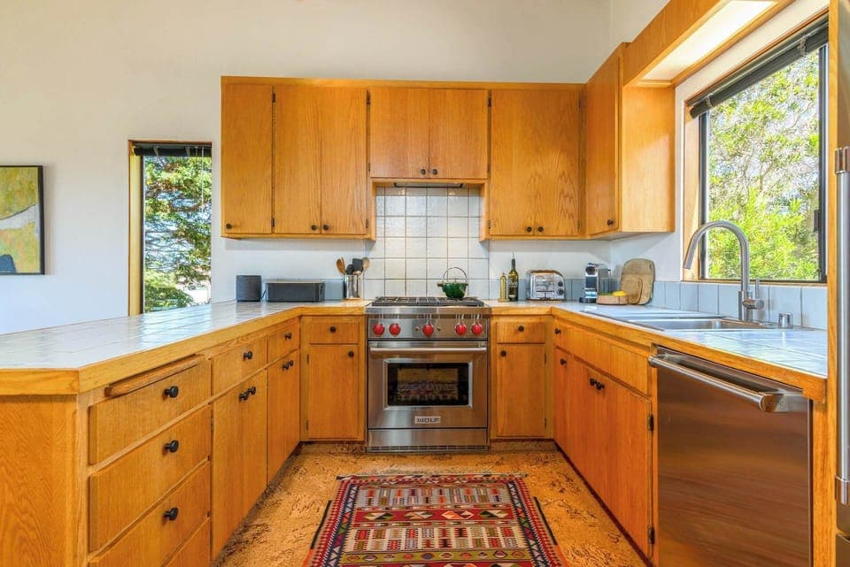 Spacious kitchen with Wolf appliances