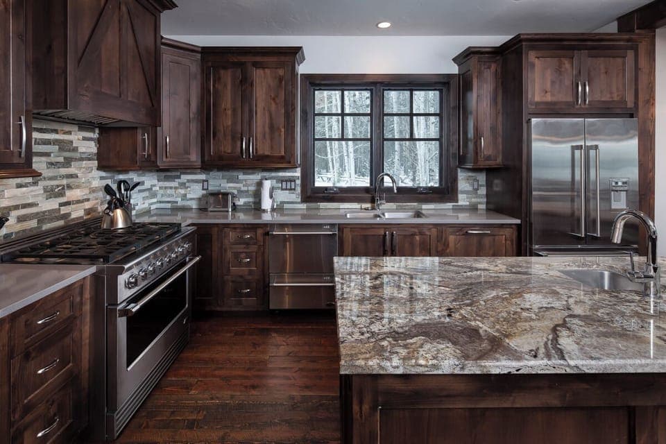 kitchen with additional dining & prep island