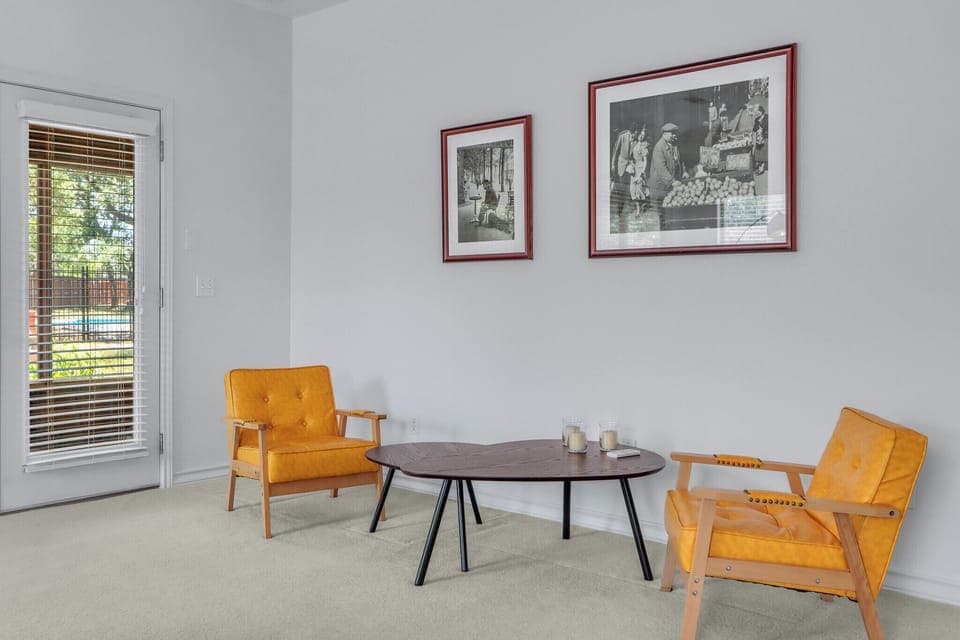 Closer view of seating in bedroom