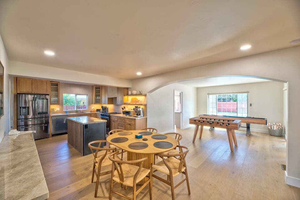 Kitchen & Dining Area | Central Heating & A/C | In-Unit Laundry