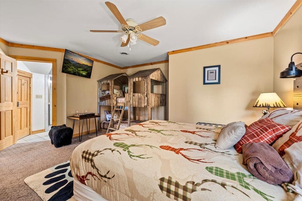 Perfect for a family getaway, this room has a king bed and a fun bunk bed!