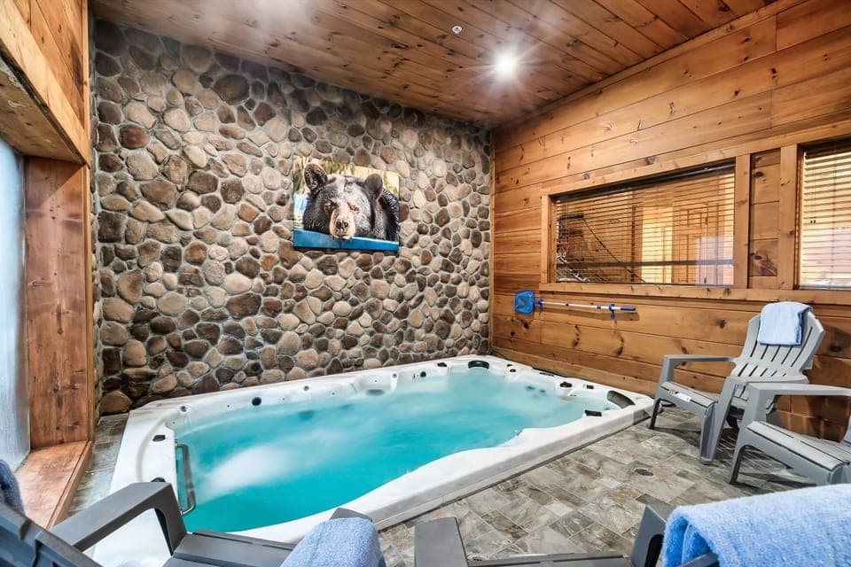 Indoor swimming pool located on the basement level!  Swim any day of the year! Room has locking door with key code access