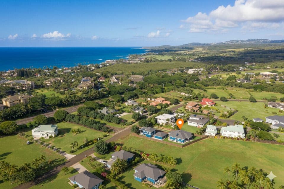 The house is located less than a mile from Kiahuna Beach in the Poipu Beach Estates Neighborhood
