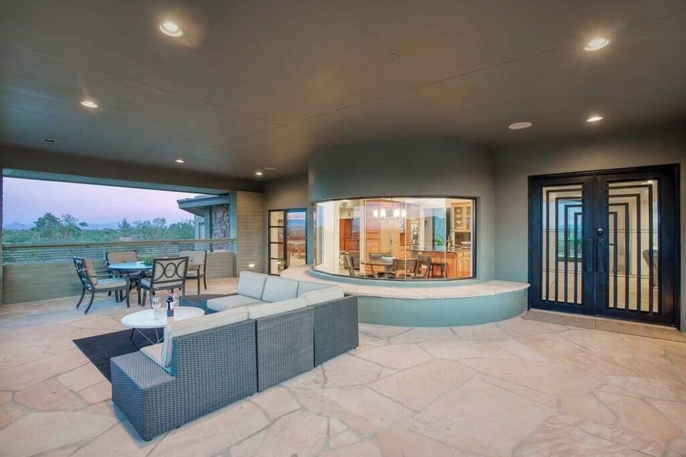 Spacious outdoor lounge perfect for sunset cocktails.