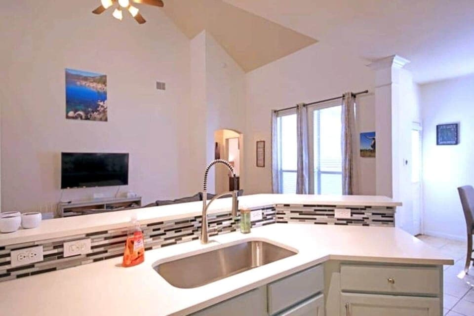 view of living room from kitchen