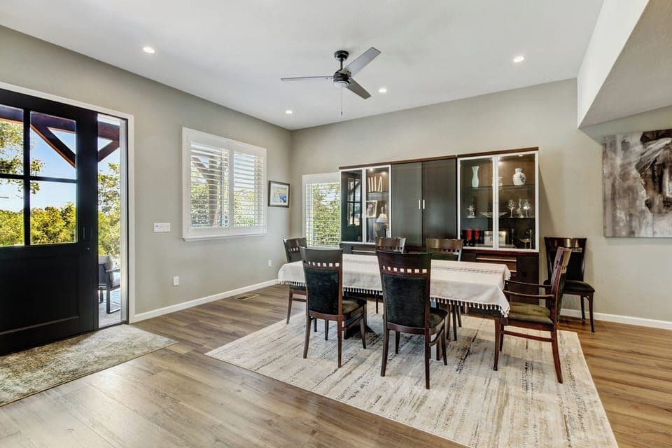 Gorgeous front entry with dinning table capable of extending to seat 14.