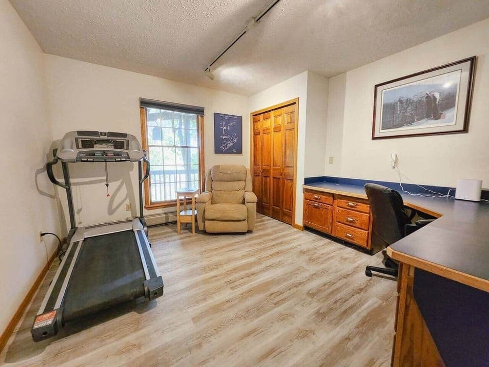 This office/work out space has high-speed internet with an ethernet uplink. Shut the door and get your work or workout done uninterrupted.