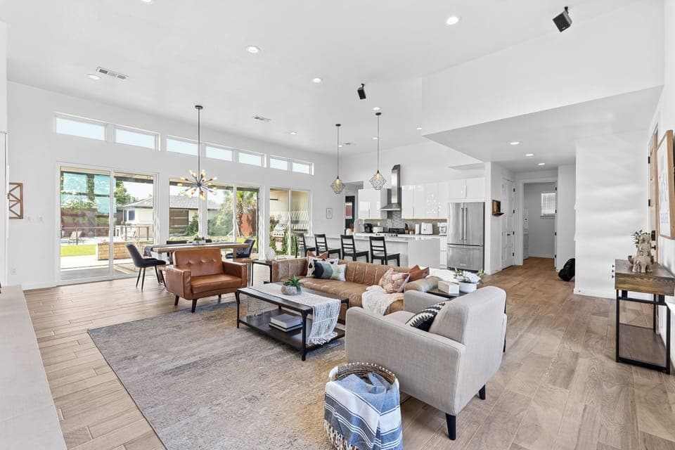 Spacious living room with stylish seating