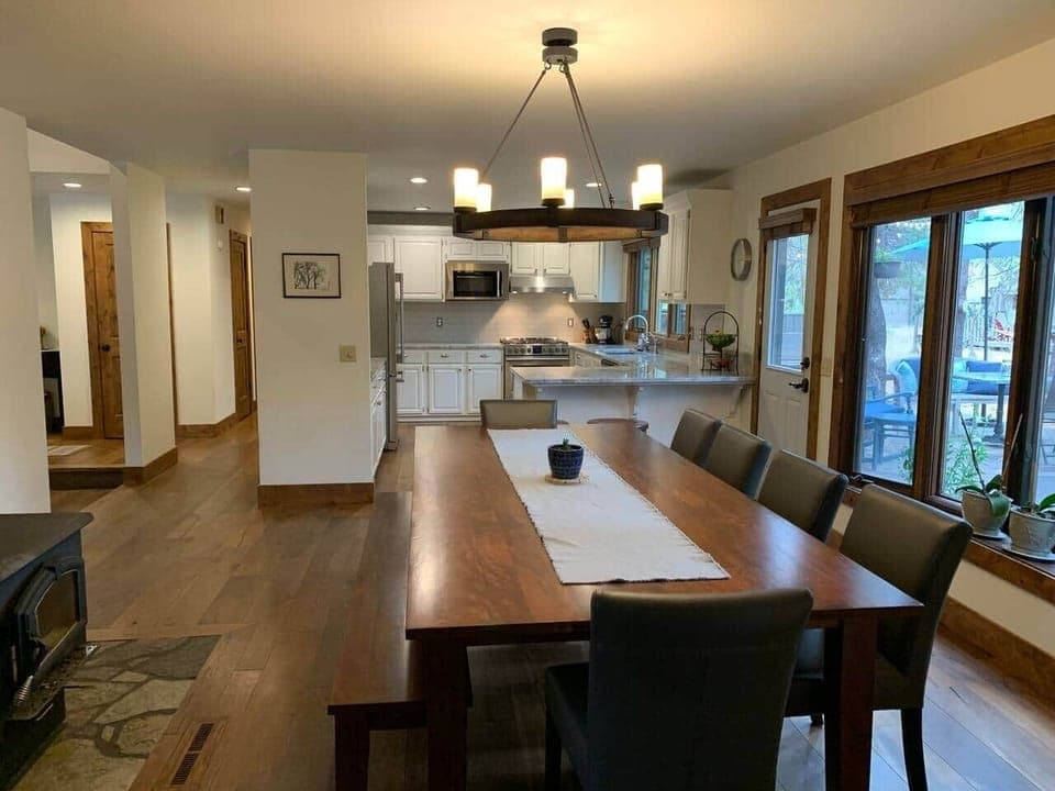 View from the family room into the kitchen