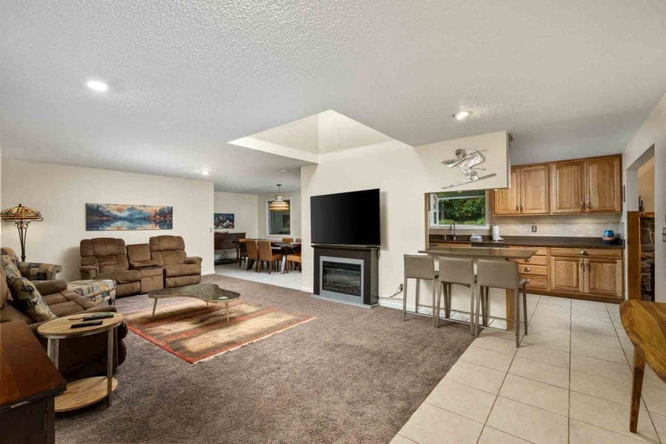 Watch you favorite movies, shows, and sports on this smart tv while relaxing in front of a cozy fire.