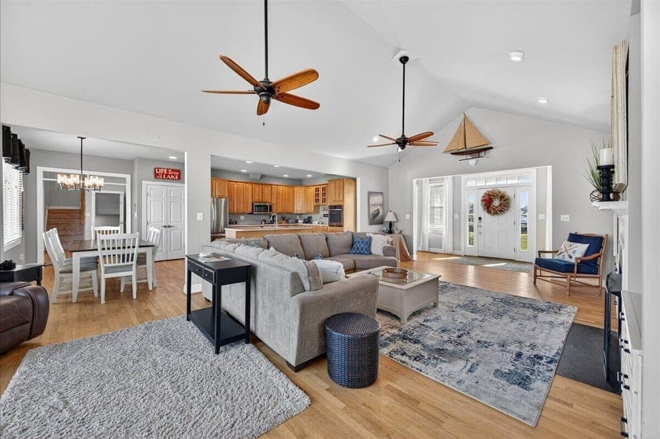 Open-concept living, dining, and kitchen for easy family meals.