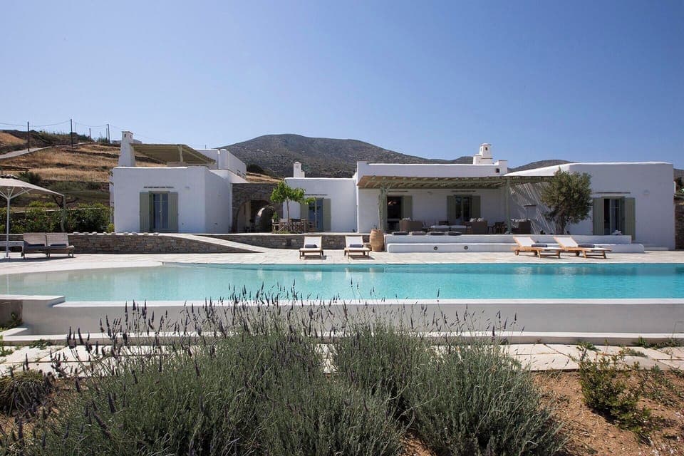 Thekla and its fabulous 20m-long infinity pool seen from the gardens.