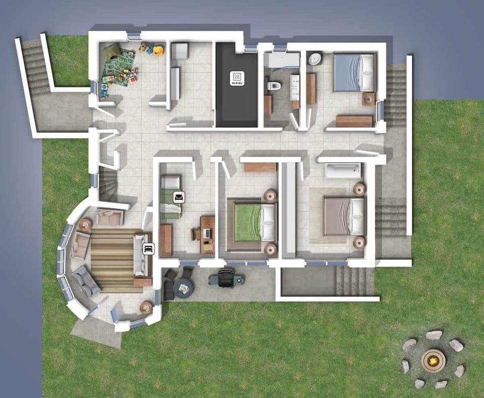 Grundriss des unteren Stockwerkes