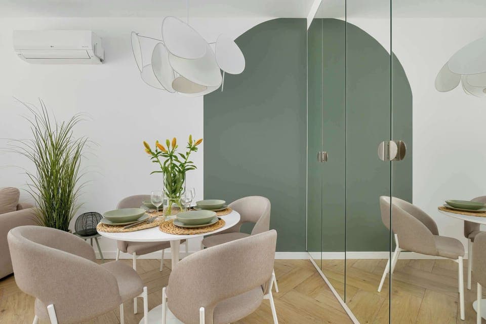 The elegant living room perfect for both relaxation and entertainment.