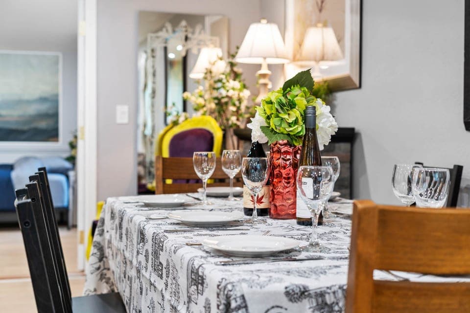 Chic Dining Setup with Artistic Touches 