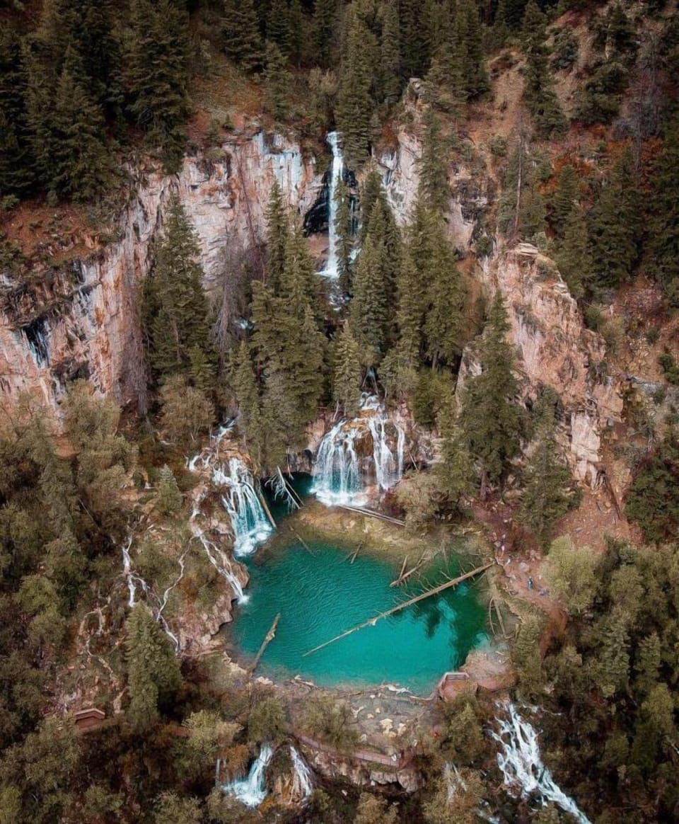 Soak in breathtaking canyon views and cascading falls nearby.