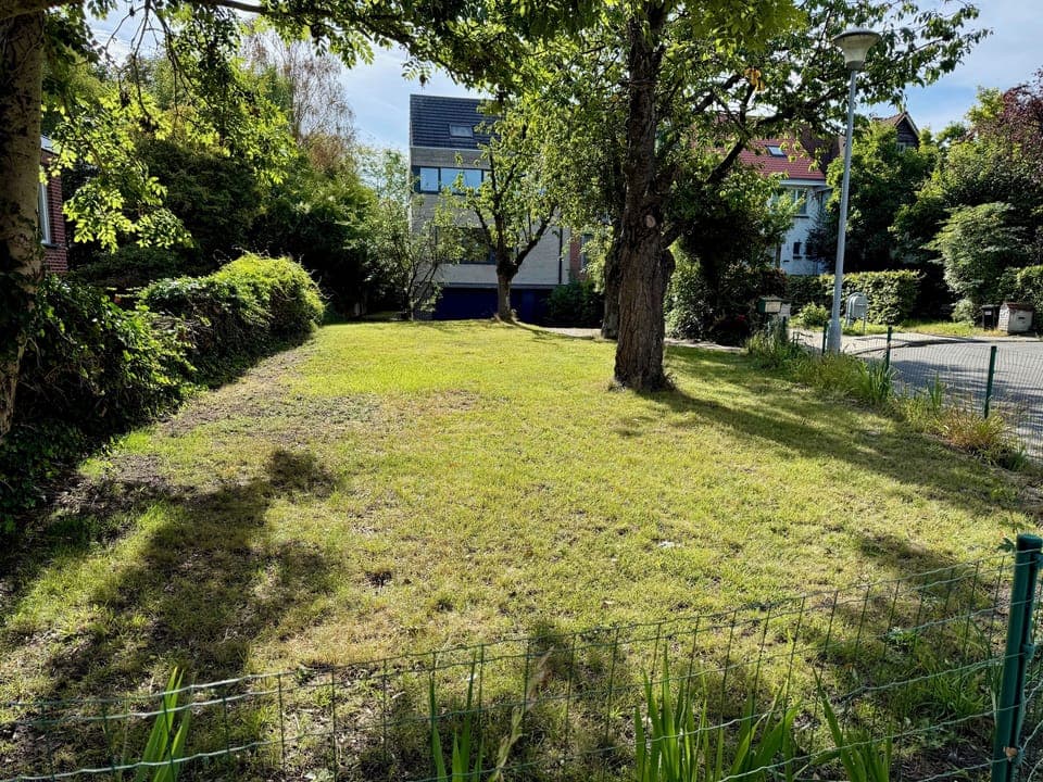 Spacious front yard with mature trees for greenery and privacy in a quiet area