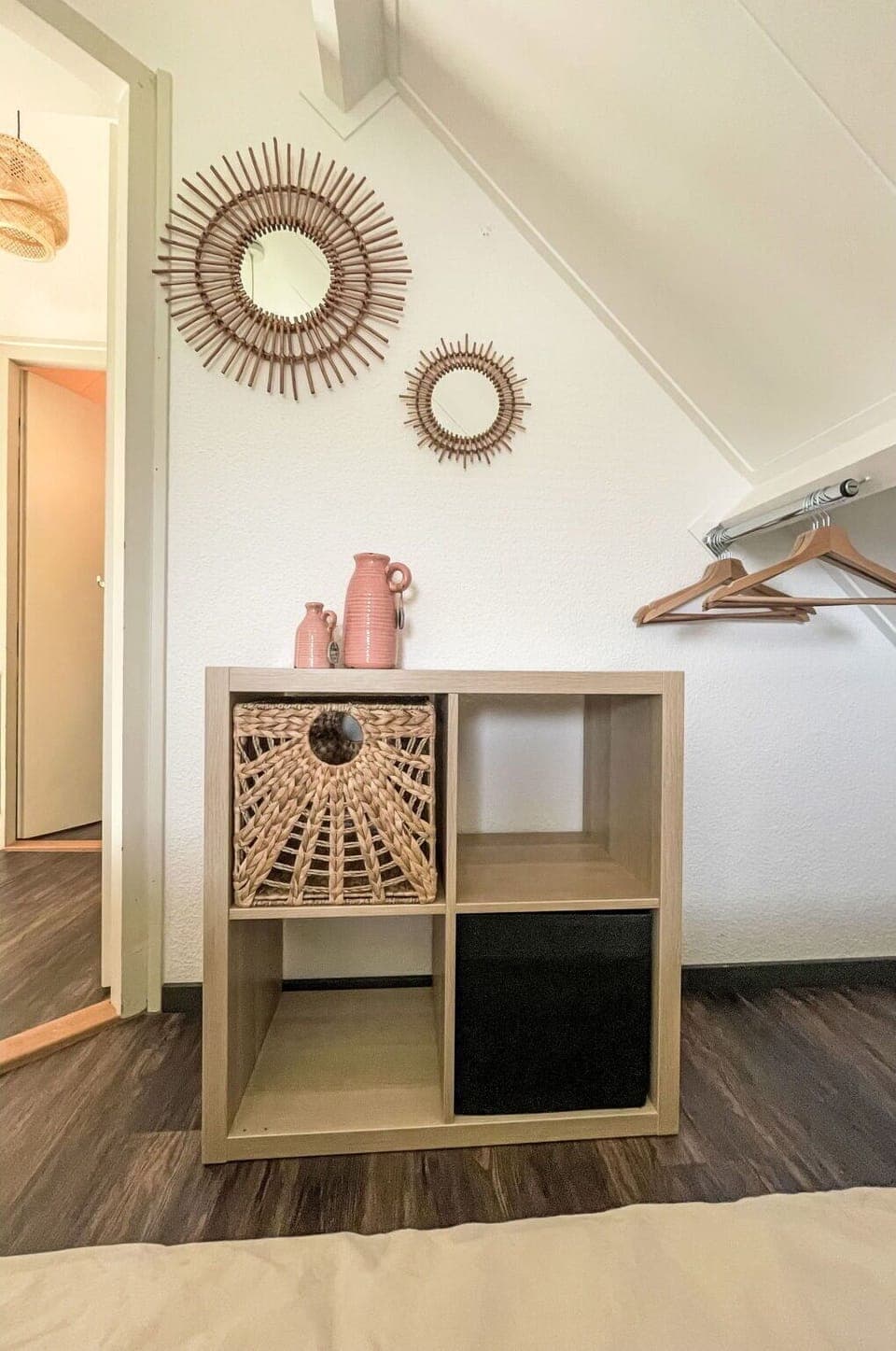 Wood, Interior Design, Furniture, Floor, Flooring, Lighting, Home, Shelving, Ceiling, Room