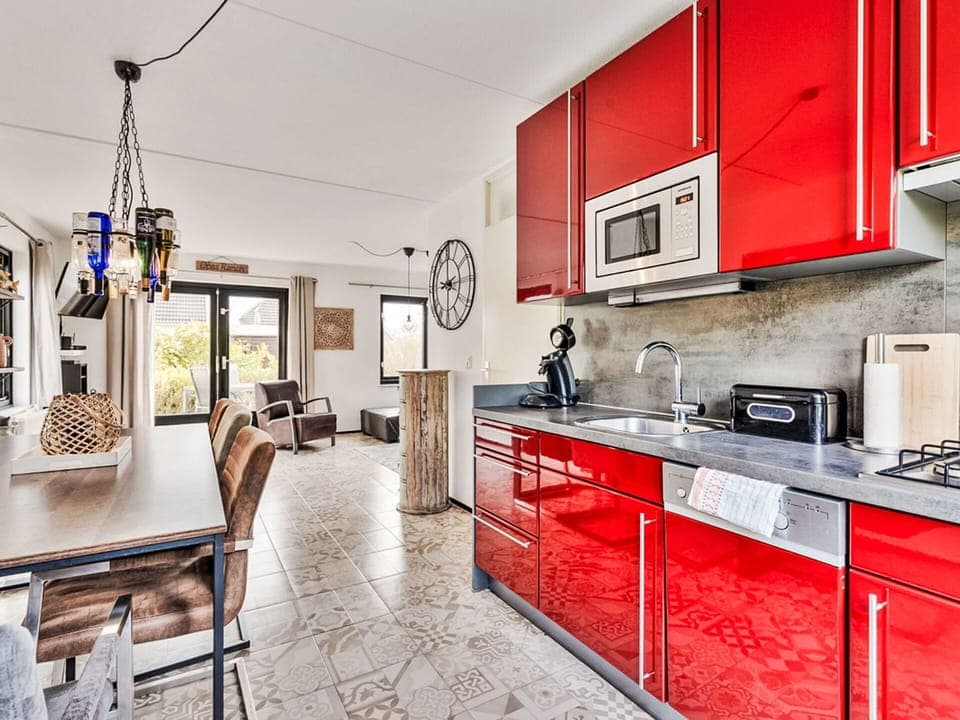 Furniture, Kitchen, Interior Design, Flooring, Floor, Ceiling, Countertop, Apartment, Lighting, Cabinetry