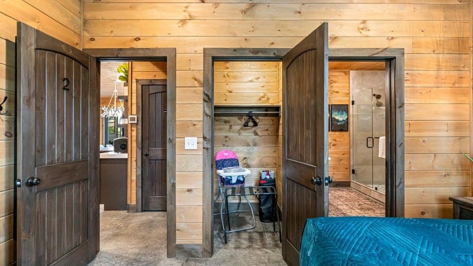 Pack n' play and children's seat available in King Bedroom 2 closet