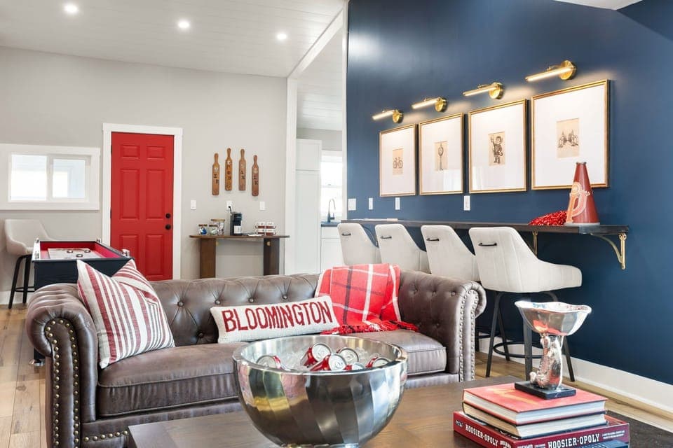 IU heritage in every detail — walls, décor, even the beer in the fridge.