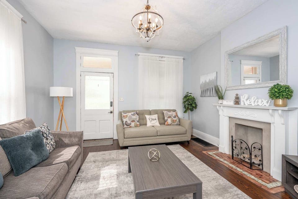 Curl up in the airy living room & stream your favorites on the smart TV​