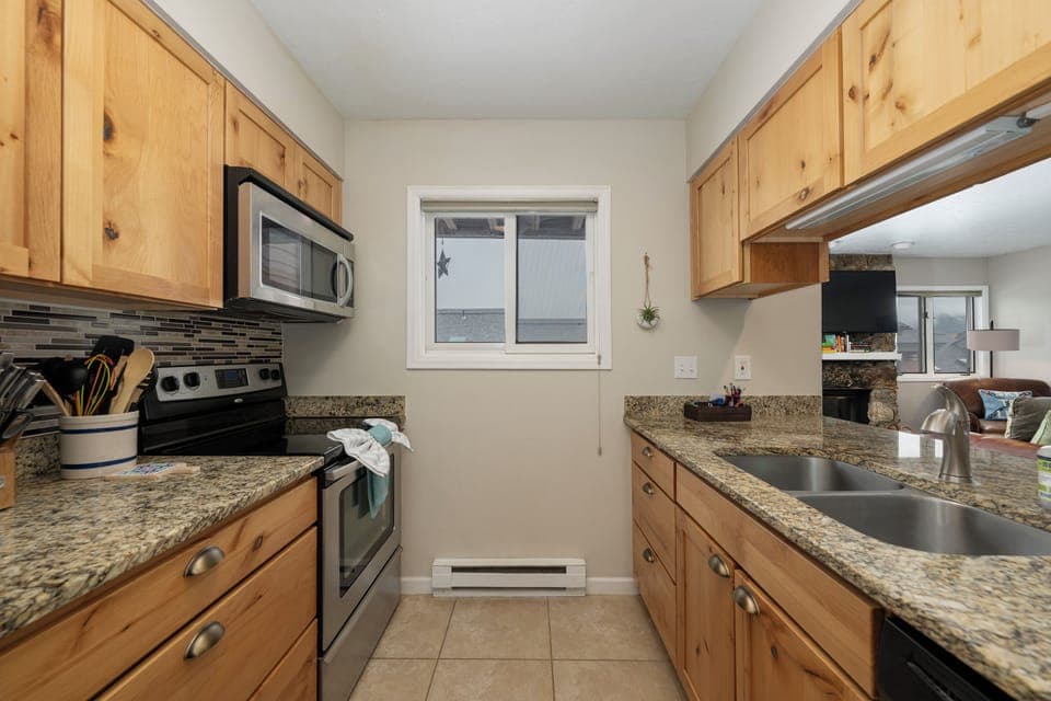 The kitchen is newly renovated