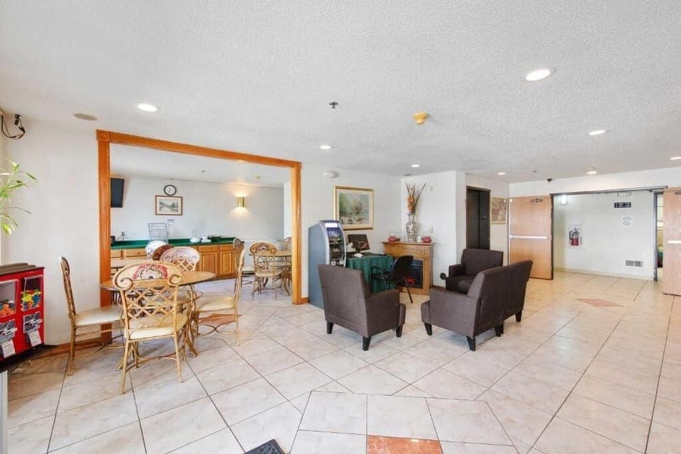 Relax in the airy lobby with plenty of seating.