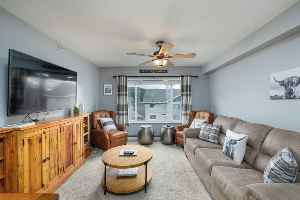 Queen sleeper sofa makes an easy place to nestle in and recharge for the next day | Main Level