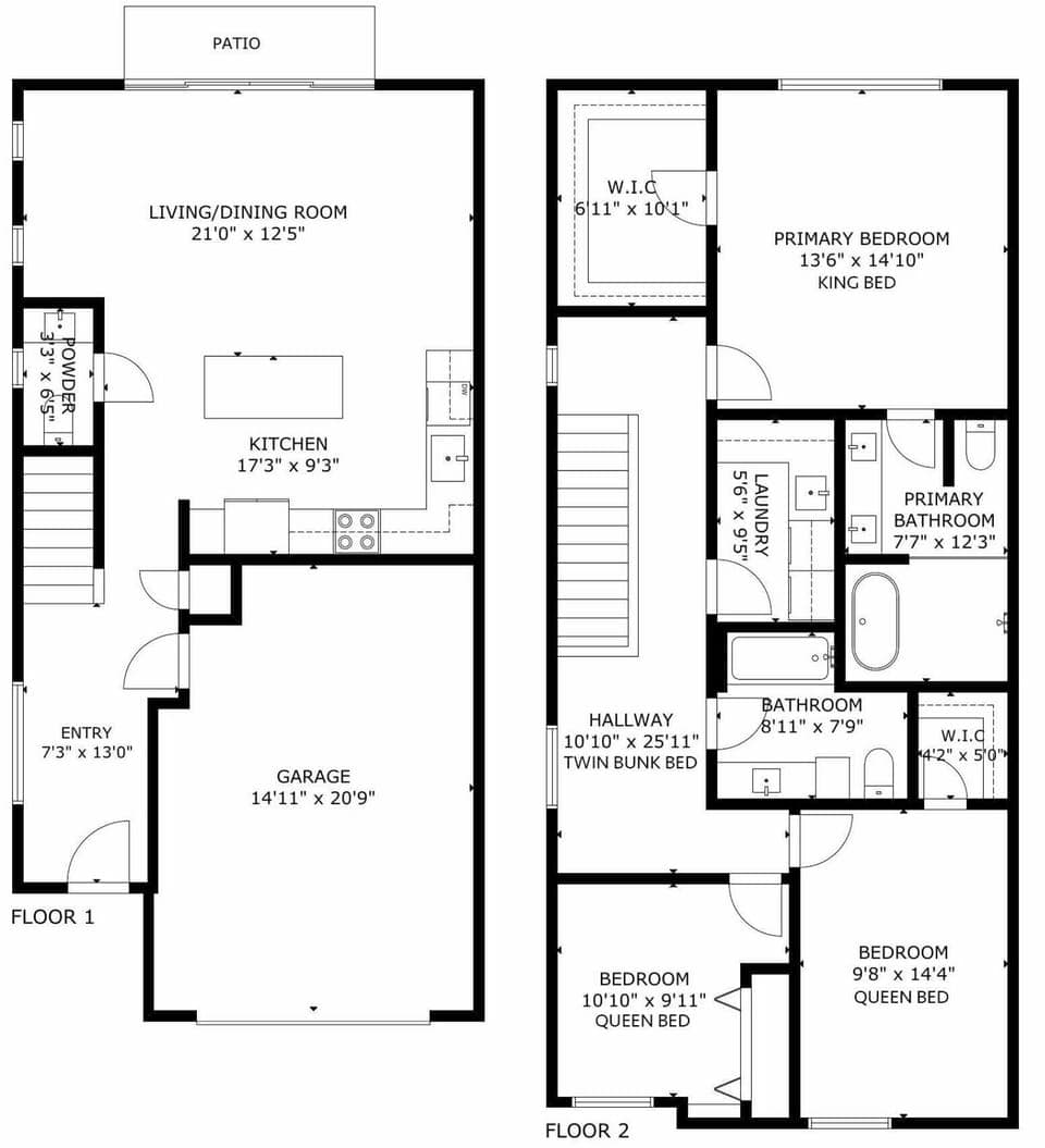 A detailed floor plan of this rental.