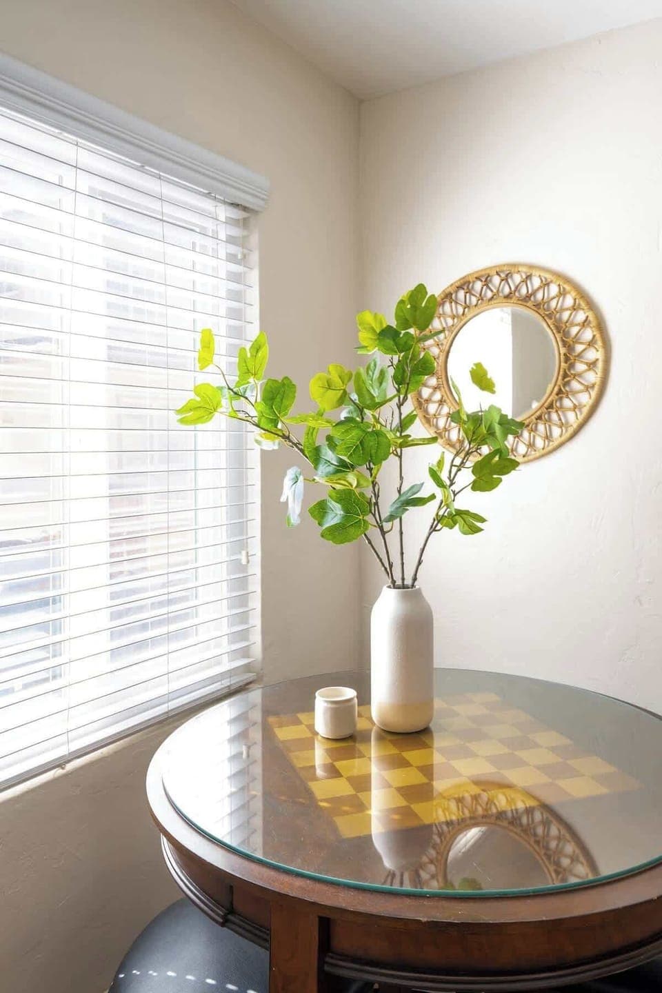 Enjoy a stack of pancakes at the sun-filled dining space