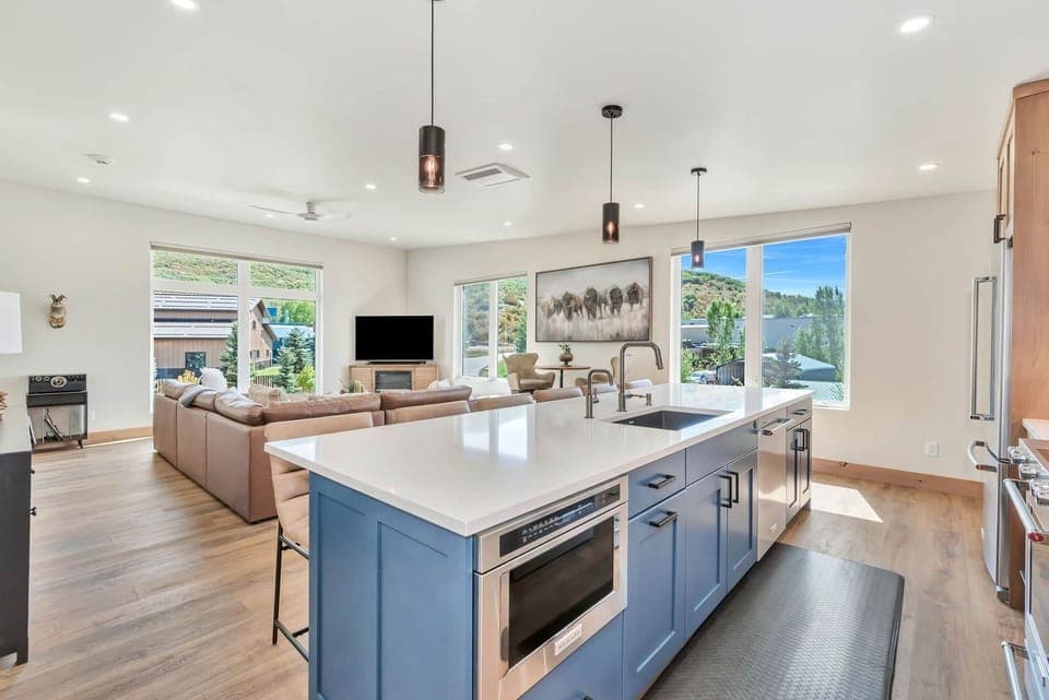 Open living room and kitchen