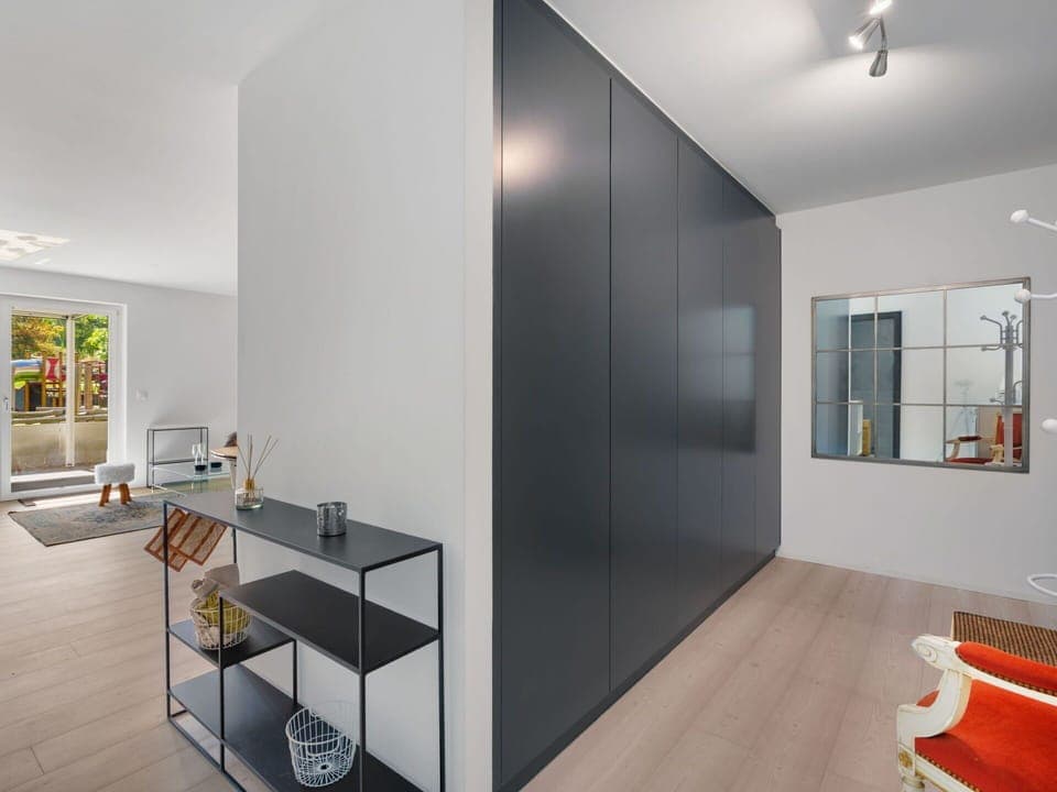 Flooring, Wall, Interior Design, Floor, Wood, Ceiling, Door, Lighting, Furniture, Home