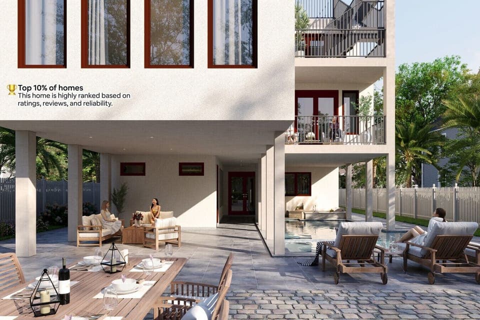 Realistic rendering of the outdoor deck and porch area.